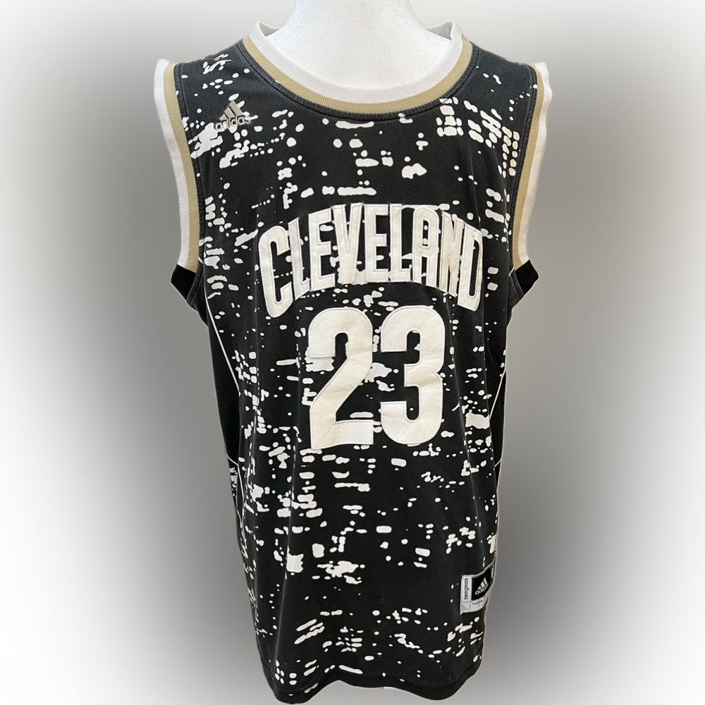 LeBron James Cleveland Cavaliers #23 Adidas Jersey Black Splatter Men’s M Retro